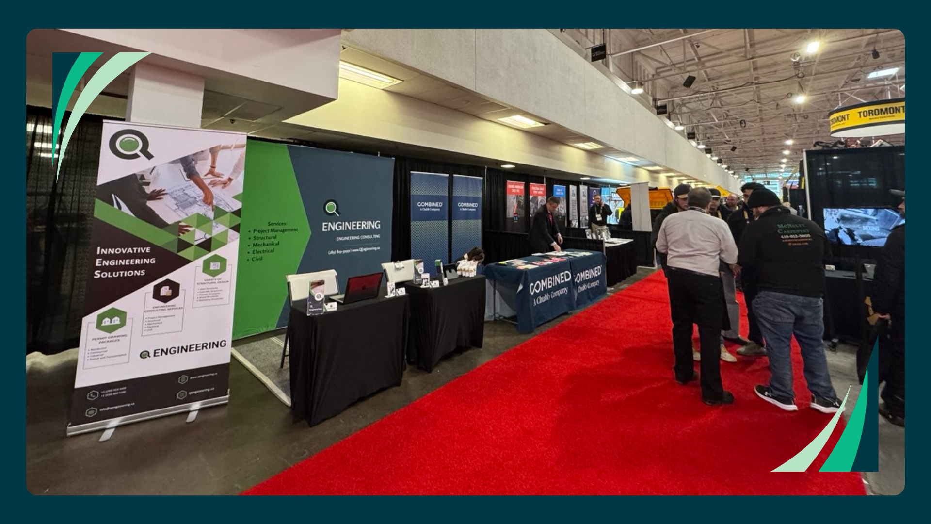 Q Engineering booth beside a busy aisle at the Canadian Concrete Expo