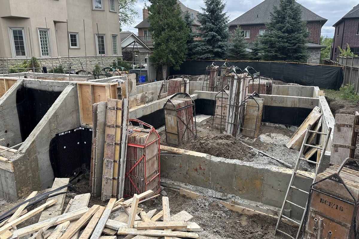 Exterior materials and structural details of modern custom home.