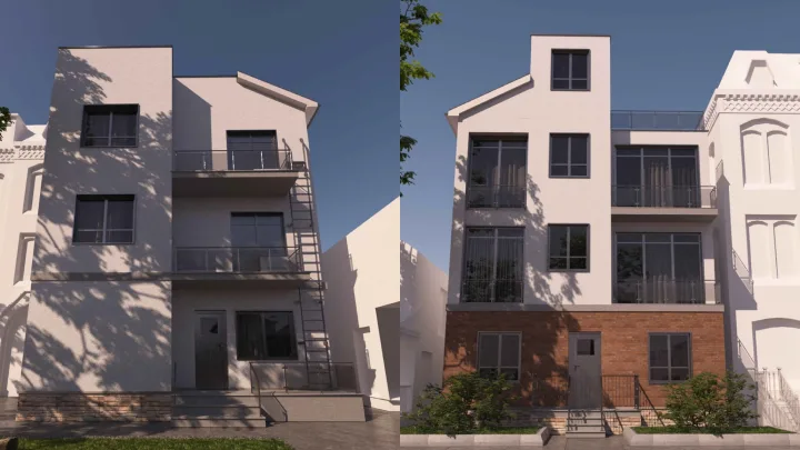 Rendering of a four-unit multiplex in Toronto