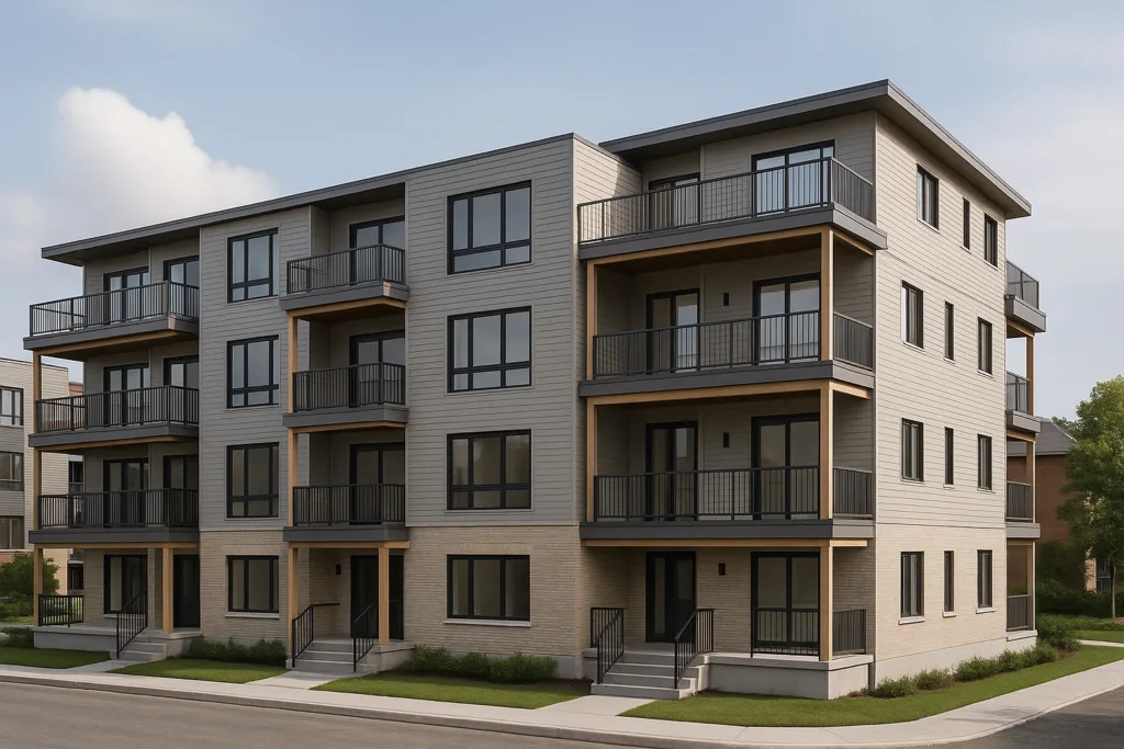 Four-storey multi-residential building with balconies