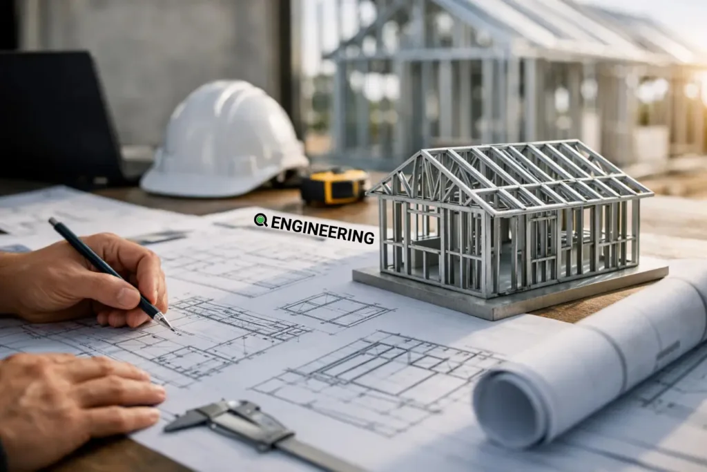 Light gauge steel framing model on shop drawings