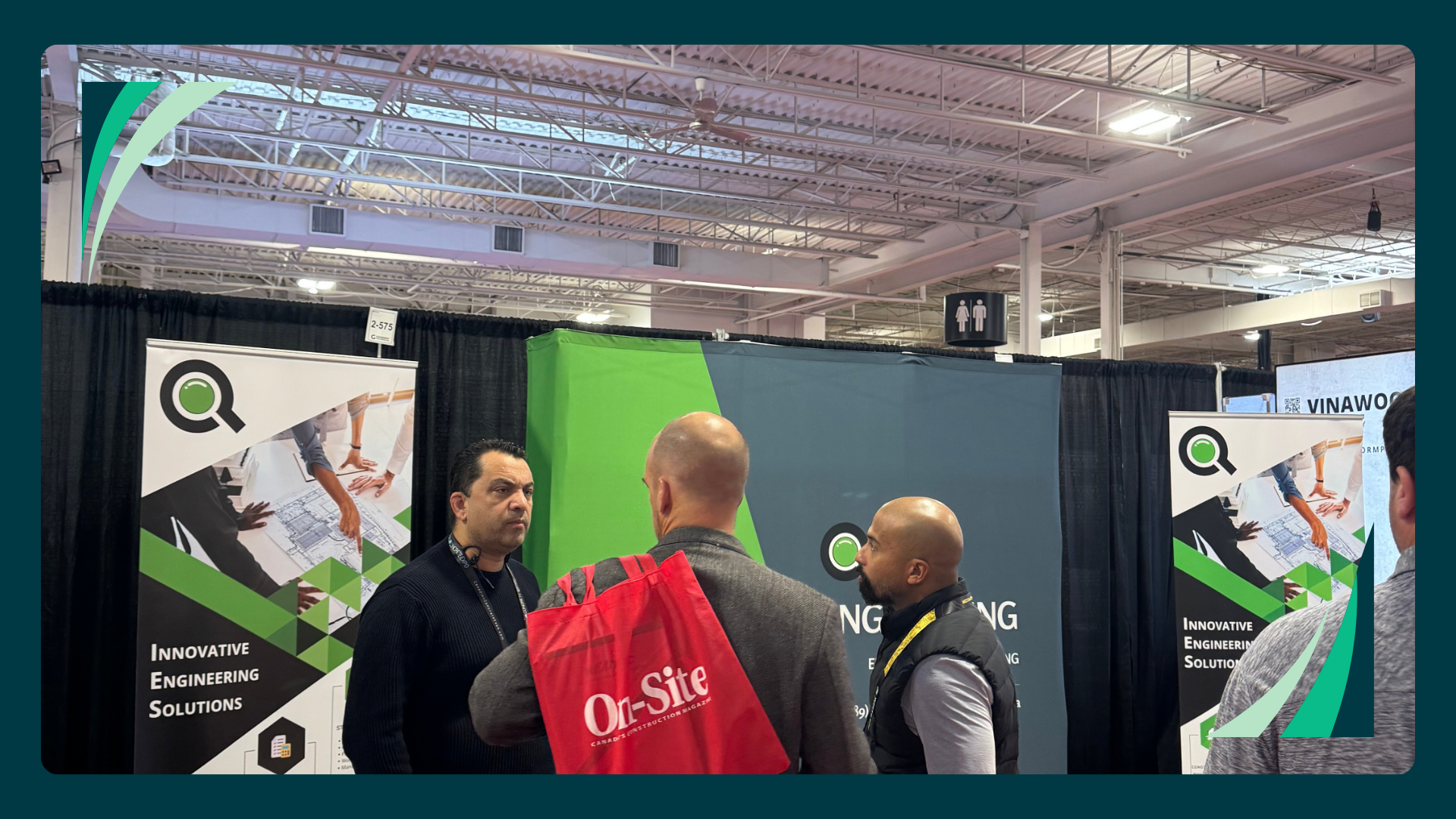 Contractors visiting the Q Engineering booth at the Canadian Concrete Expo